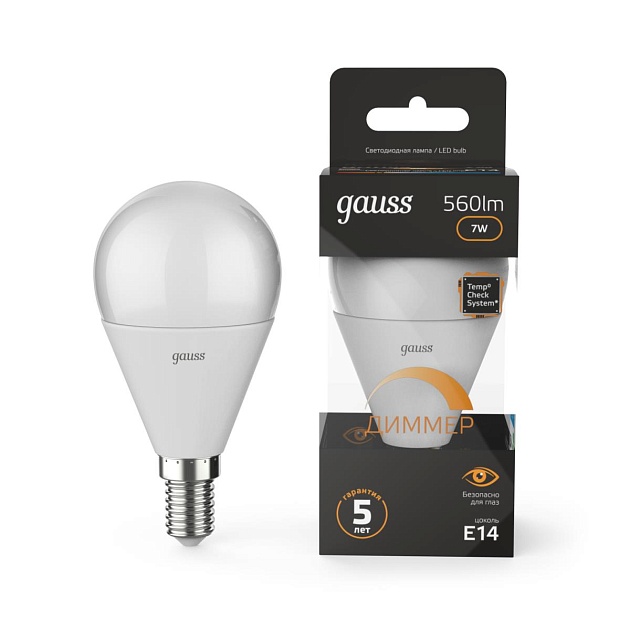 Лампа светодиодная Gauss E14 6.5W 3000K матовая 105101107 Фото № 9