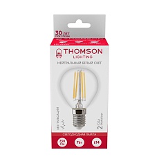 Лампа светодиодная филаментная Thomson E14 7W 4500K шар прозрачная TH-B2084 1