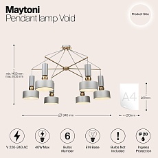 Подвесная люстра Maytoni Void MOD030PL-06GR 1