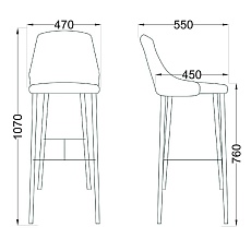 Барный стул AksHome Megan 2 серый, велюр 62510 1
