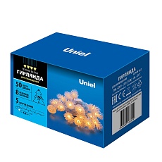 Светодиодная гирлянда Uniel Шишки 220V теплый белый ULD-S0500-050/DTA Warm White IP20 Pine Cones UL-00007192 3