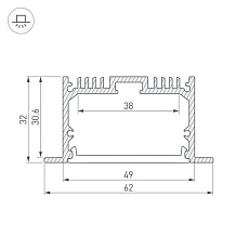 Профиль встраиваемый Arlight ARH-Power-W35-3000 Anod 036170 1