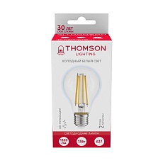 Лампа светодиодная филаментная Thomson E27 13W 6500K груша прозрачная TH-B2369 1