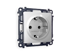 Комплект механизма электрической розетки AMBRELLA VOLT ALFA Серебро глянец с/з с шторками QUANT (AP4070, VM141) MA407010