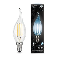Лампа светодиодная филаментная Gauss E14 9W 4100К прозрачная 104801209 2