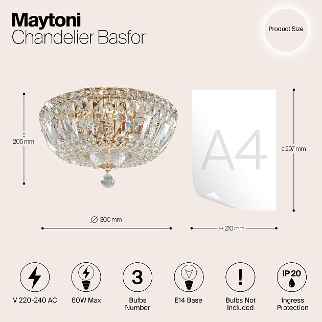 Потолочный светильник Maytoni Basfor DIA100-CL-03-G Фото № 2