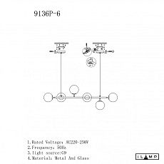 Подвесная люстра iLamp Golden 9136P/6 GL-WH 2