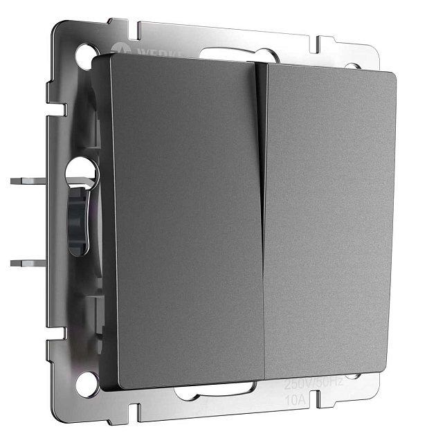 Выключатель Werkel двухклавишный графит W1120064 4690389194351 Фото № 1