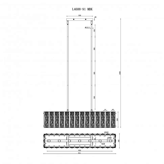 Подвесной светильник iLamp Panorama L4688-91 MBK изображение 2 Подвесной светильник iLamp Panorama L4688-91 MBK Фото № 2
