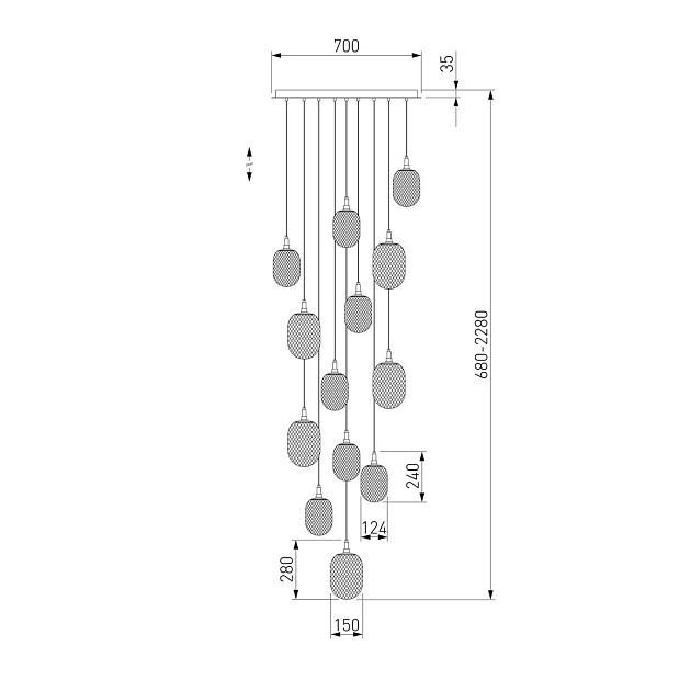 Подвесная люстра Eurosvet Pineapple 50266 дымчатый/прозрачный/янтарный Фото № 2