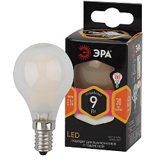 Лампа светодиодная филаментная ЭРА E14 9W 2700K матовая F-LED P45-9w-827-E14 frost Б0047021 1