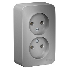 Розетка двойная 2К Systeme Electric Blanca 16A 250V алюминий BLNRA000213