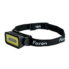 Фонарь налобный Feron TH2315 c аккумулятором 5W 2000mAh IP44 USB type-C ABS пластик 51620