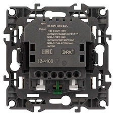 Розетка ЭРА Серия 12 12-4108-04 2P+E 16A-250В со шторками с USB type-A+C 5В-3А шампань Б0067727 1
