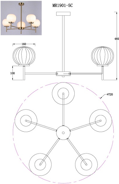 Потолочная люстра MyFar Eliza MR1901-5C Фото № 2