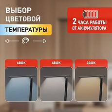 Настольная лампа аккумуляторная ЭРА NLED-510-8W-BK Б0057203 2