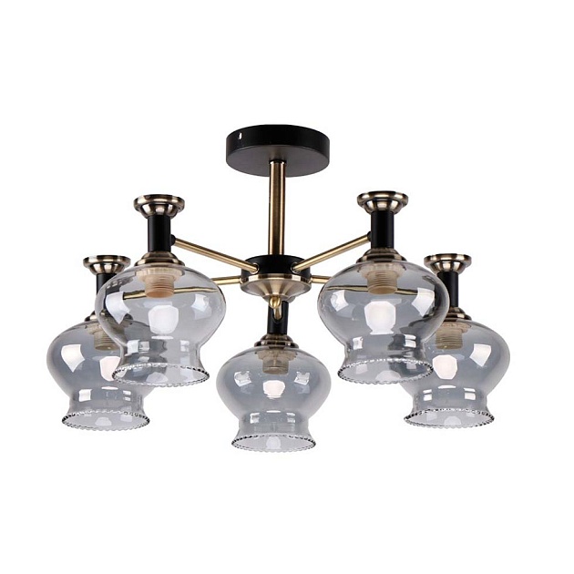 Потолочная люстра ЭкономСвет 10042/5AB+BK GR Фото № 1