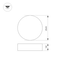 Накладной светодиодный светильник Arlight SP-TOR-PILL-PRISM-R600-50W Warm3000 (BK, 100 deg) 023001(3) 3