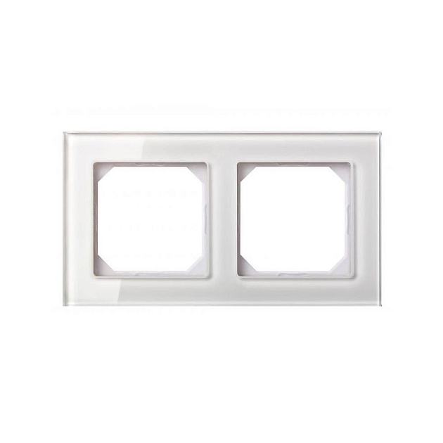 Рамка 2-постовая Liregus Epsilon стекло белое глянцевое 28-252 фото 