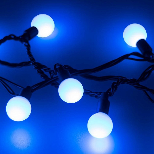 Уличная светодиодная гирлянда Ardecoled шарики 230V синий ARD-Ball-Classic-D23-10000-Black-80Led Blue 025600 фото 