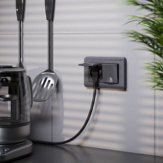 Розетка двойная влагозащищенная с заземлением с защитной крышкой и шторками Werkel графит рифленый W5071206 4690389178139 2