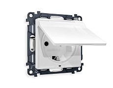 Комплект механизма электрической розетки AMBRELLA VOLT ALFA Белый глянец с/з с шторками и крышкой IP44 QUANT (AP1080, VM141) MA108010