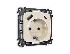 Комплект механизма электрической розетки AMBRELLA VOLT OMEGA Бежевый матовый 2USB A+C 20W (быстрая зарядка) с/з QUANT (OP3300, VM160) MO330010