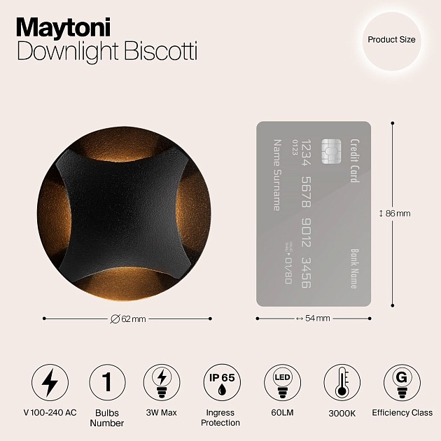 Встраиваемый светодиодный светильник Maytoni Biscotti O036-L3B3K Фото № 2