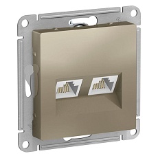 Розетка компьютерная двойная RJ45 Systeme Electric AtlasDesign 5e кат UTP шампань ATN000585