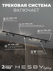 Встраиваемая однофазная трековая система Hesby Lighting Skylite №3 со светильниками HSBL_kompl_S003_VI2B3K 5