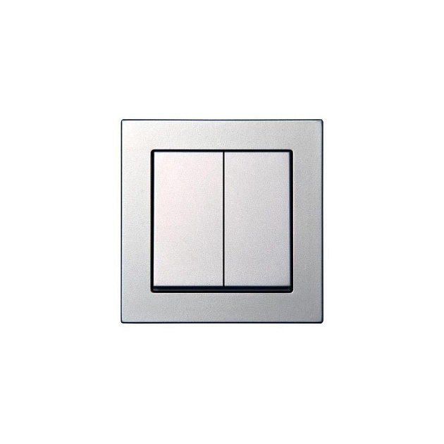 Выключатель жалюзи двухклавишный Liregus Epsilon серебро 28-1763 Фото № 1