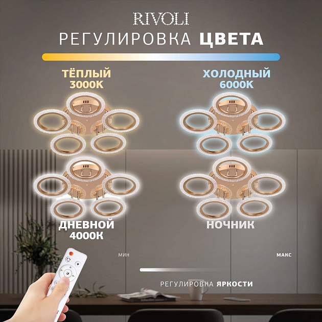 Потолочная светодиодная люстра Rivoli Evlalia 6178-733 Б0068423 Фото № 16