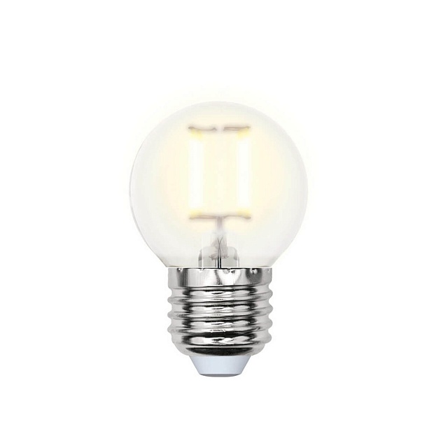 Лампа светодиодная филаментная Uniel Е27 6W 3000K матовая LED-G45-6W/WW/E27/FR PLS02WH UL-00000302 фото 