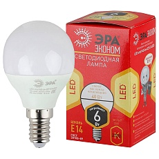 Лампа светодиодная ЭРА E14 6W 2700K матовая ECO LED P45-6W-827-E14 Б0020626 2