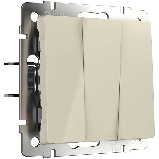 Выключатель Werkel трехклавишный слоновая кость W1130003 4690389155666 изображение 1 Выключатель Werkel трехклавишный слоновая кость W1130003 4690389155666 Фото № 1