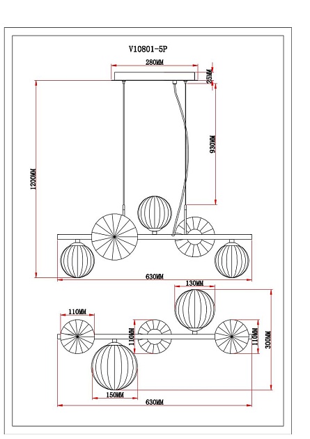 Подвесная люстра Moderli Renny V10801-5P Фото № 2