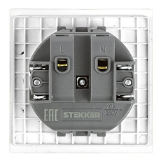 Розетка 1-местная с защитной шторкой (механизм), Stekker, б/з, 250В, 16А Мия, RST16-3109-01, белая магнолия 50439 1