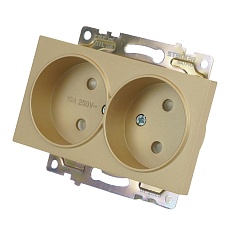 Розетка двойная 2P Stekker Катрин со шторками золото GLS10-7113-08 49225 5