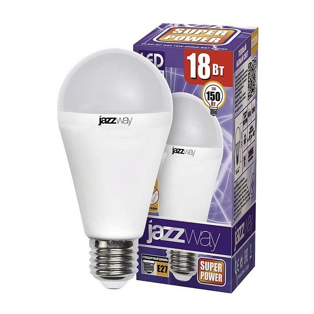 Лампа светодиодная Jazzway E27 18W 3000K матовая 5006188 изображение 1 Лампа светодиодная Jazzway E27 18W 3000K матовая 5006188 Фото № 1