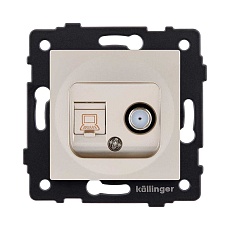 Розетка двойная спутниковая SAT + RJ45 Cat.6, золотой Kollinger REA-014GD для Aspekt, Eleganz, Reflex