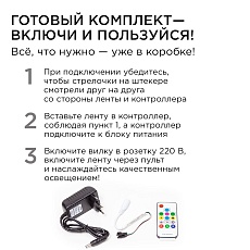 Комплект адресной светодиодной ленты Apeyron 14,4W/m 60LED/m 5050SMD RGB 2M 10-97 3