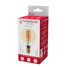 Лампа светодиодная филаментная Thomson E14 7W 2400K шар прозрачная TH-B2122 1