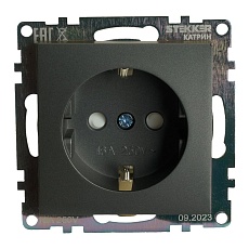 Розетка 2P+PE Stekker Катрин со шторками графит GLS16-7110-06 49423