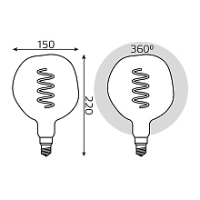 Лампа светодиодная диммируемая филаментная Gauss E27 5W 1800K розовая 1007802103 1
