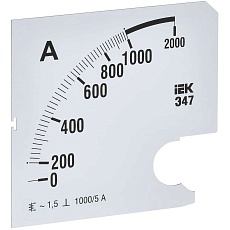 Шкала сменная для амперметра Э47 1000/5А класс точности 1,5 96х96мм IEK IPA20D-SC-1000