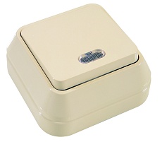 Выключатель одноклавишный проходной с посв. Makel 45225