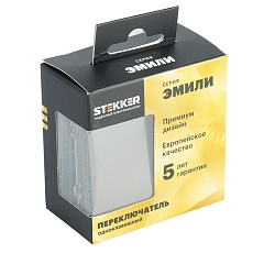 Переключатель 1-клавишный (механизм), Stekker, 250В, 10A Эмили, RSW10-5105-09, антрацит, soft touch 49919 3