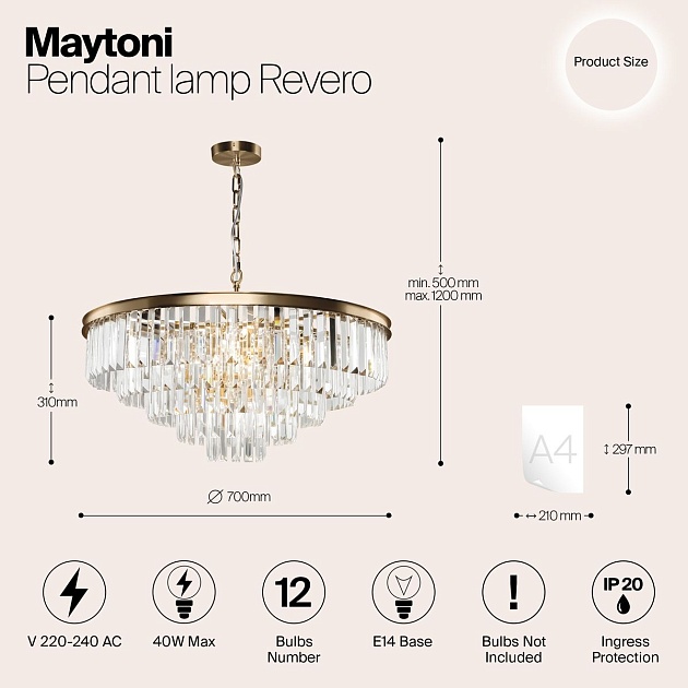 Подвесная люстра Maytoni Revero MOD085PL-12BS Фото № 2