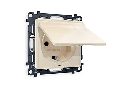 Комплект механизма электрической розетки AMBRELLA VOLT ALFA Бежевый глянец с/з с шторками и крышкой IP44 QUANT (AP3080, VM141) MA308010