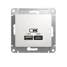 Розетка 2хUSB Schneider Electric Glossa Type A+C белая GSL000139